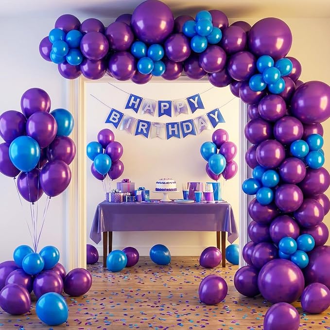 RUBFAC 135pcs Dark Purple Balloons, Latex Royal Purple Balloon Different Sizes - Image 8