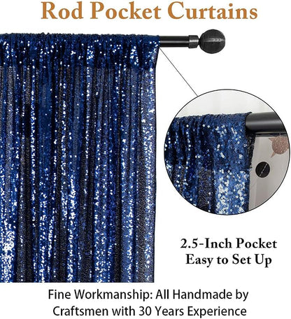 ShinyBeauty Sequin Backdrop 7FTx7FT Navy Blue Sequin Fabric Drapes Sparkle - Image 3