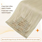 Full Shine Clip in Extensions Platinum Blonde Real Hair Extensions Clip in Human Hair Blonde Invisible Hair Extension with PU Weft Straight Hair 16 Inch 8 PCS 120 G