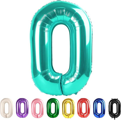Blue Green Balloons Number 40 Inch Big 0 Birthday Decorations by Mluchee