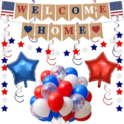 Welcome Home Decorations, Pre-Strung Welcome Home Banner & Balloons Kit by WOJOGO