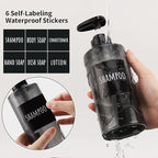 Segbeauty Shower Bottles Refillable, 3pcs 16.9oz/500ml Liquid Dispenser with Labels, Empty Plastic Lotion Pump Press Bottles for Shampoo, Conditioner, Body Soap, Hand Soap, Bathroom, Hotel - Gray