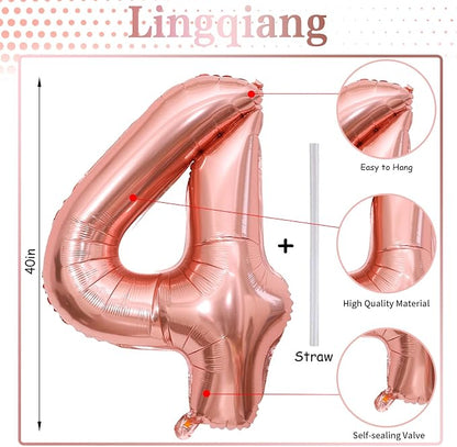 40 Inch Rose Gold Number 4 Balloon - Image 2