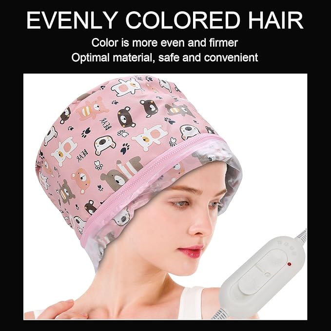 Heat Cap for Hair Deep Conditioning, Electric Hair Heating Cap Adjustable Oil Treatment Steamer Hat Detachable Hair Care Toolus Plug 110V
