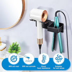 Hair Dryer Holder Wall Mounted, Hair Straightener Holder Metal, Adhesive Blow Dryer and Hair Straightener Holder, Bathroom Bedroom Hair Tool Organizer for Flat Iron,Curling Iron,Hairdryer