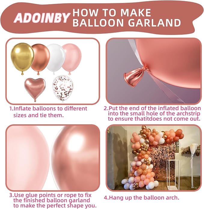 Rose Gold Balloons Arch Kit - Image 3