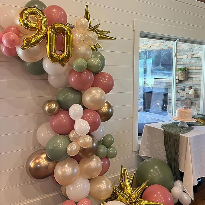 Pink and Green Balloon Arch Kit 127Pcs Sage Green Dusty Pink Gold Balloons - Image 5