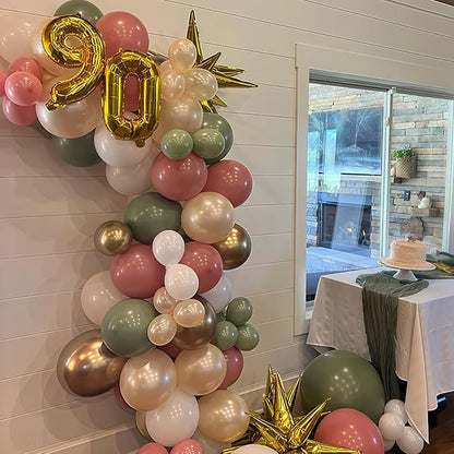 Pink and Green Balloon Arch Kit 127Pcs Sage Green Dusty Pink Gold Balloons - Image 5