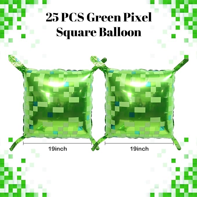 HILAVO Green Pixel Square Balloon Wall - Image 2