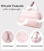 Travel Toiletry Bag for Women, Large Wide-open Puffy Cosmetic Makeup Bag with Wet-Dry Separation, Multi-Pocket Organizer with Carry Handle for Toiletries, Cosmetics, Essentials, Light Pink