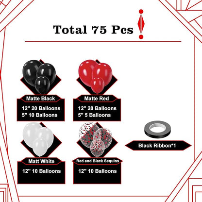 Red Black and White Balloons, 12in and 5in Red White and Black Latex Party - Image 2