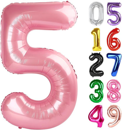 Pastel Pink Number 5 Balloon 40 Inch, 5th Birthday Decorations Men Women | Foil by IWERP