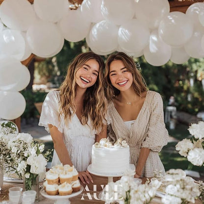 AULE 50Pcs Latex 12 Inch White Latex Balloons | Helium Happy Birthday - Image 4