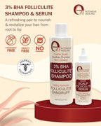 Folliculitis Treatment Shampoo & Serum with 3% BHA, Salicylic Acid, Tea Tree Oil & Chamomile Extracts - Anti Itch Shampoo for women & men with Flaky Scalp Treatment Acne, Made in USA by e70, 8 fl oz