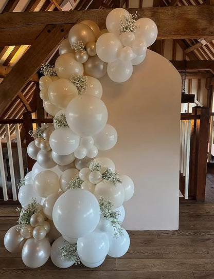 Neutral Balloon Garland Arch Kit, Boho Party Decor | Sand Pearl White Metallic - Image 7