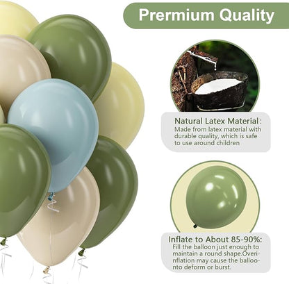 Bezente Dusty Blue Sage Green Pastel Yellow Latex Balloons Kit 60pcs 12-in | - Image 3