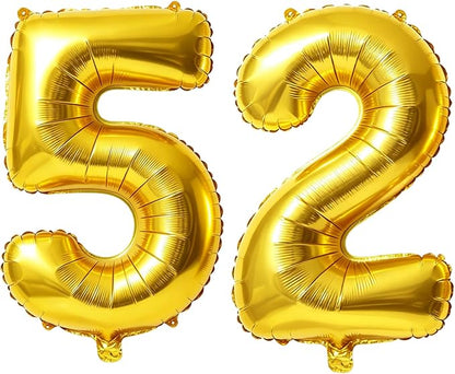 40 Inch Number 52 Balloons for 52nd Birthday Party Decorations, 0-100 Gold by FOBELEC