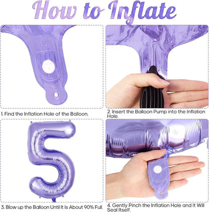 Purple Number 5 Balloon 40 Inch, Big Large Foil Helium Number Balloons - Image 7