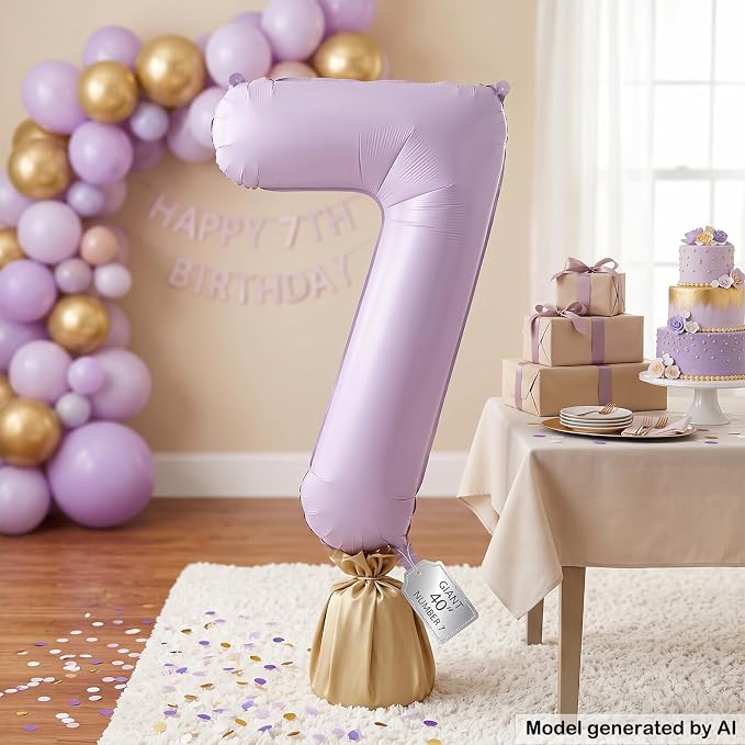 40" Pastel Purple Foil Number 7 Balloon - Image 4