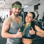 Boys Girls Turquoise Green Yellow Cheetah Leopard Print Sports Sweat Bands Boho Style Beauty Skinny Hair Band Headdress for Sports Fitness Shower