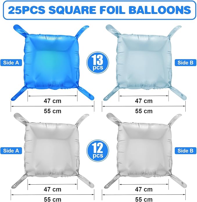 Blue Silver Square Foil Balloon Wall - Image 2
