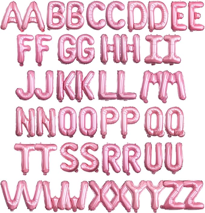 16 Inch 52Pcs Pink Letter Balloons Shiny A-Z Foil Balloon Letters | Reusable by Makeyourpartypop