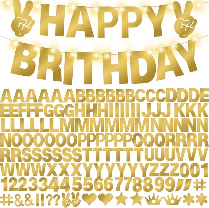 167Pcs DIY Glitter Customizable Banner Kit Custom Banner Happy Birthday Letter by WELITTCON