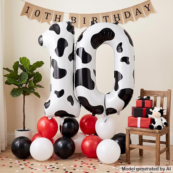 40 Inch Cow Print Number 10 Balloon - Image 4