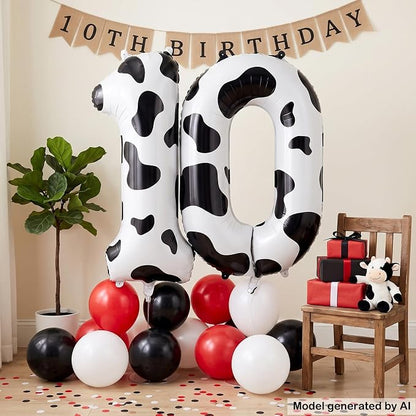 40 Inch Cow Print Number 10 Balloon - Image 4