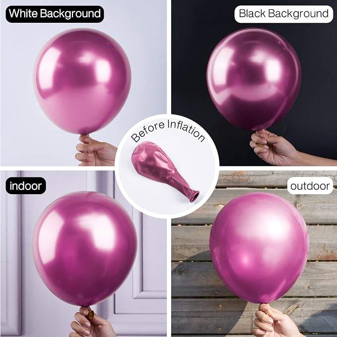 PartyWoo Metallic Hot Pink Balloons 100pcs Dark Pink Magenta Fuchsia Color | - Image 4