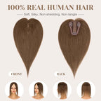 S-noilite Hair Toppers for Women Real Human Hair 3D 360° Cover Clip in 100% Real Human Hair Toppers 3″*4″ Clip in Silk Base 12 inch Meduim Brown