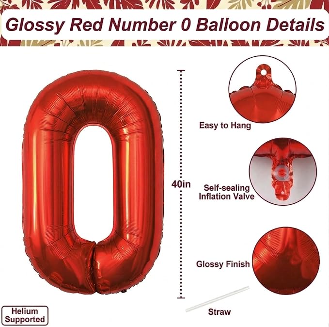 Red Number 20 Balloon 40 Inch, Foil Numeral - Image 4