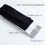6 Pcs Headbands for Women Hair Cotton Headband Non-slip Stretchy Elastic Head Wrap Holder Hair Accessories Black White Grey Color