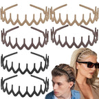6 PCS Zig Zag Headbands Plastic Wavy Hair Head Band Comb with Teeth Hoop Accessories for Women Men Girls, Matte Morandi