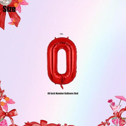 40 Inch 0 Red Number Balloons Mylar Foil Balloon 10th Birthday Party Decor | - Image 2