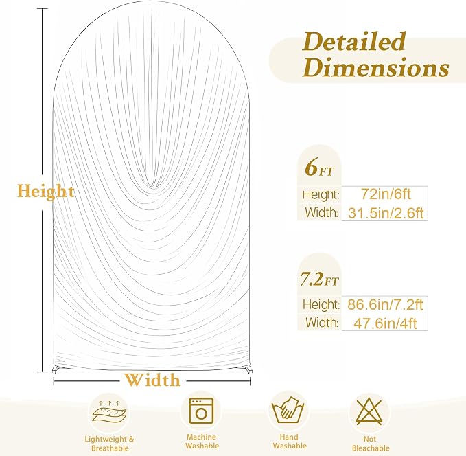 Navy Blue Wedding Arch Backdrop Cover 7.2ft and 6ft Draped Arch Covers Stretchy - Image 6