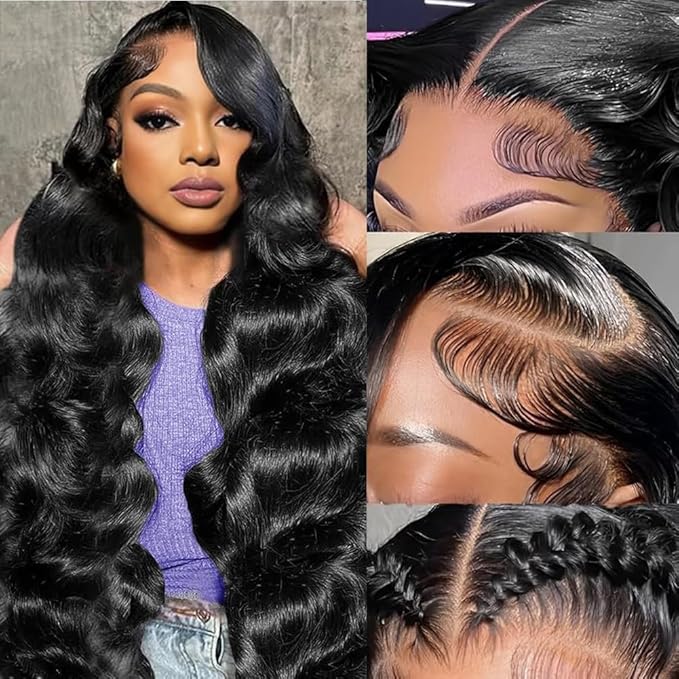 AMIRTY 250 Density 13x6 Lace Front Wigs Human Hair Pre Plucked Real Virgin Human Hair Wig Invisilbe Hairline Tiny Knots Body Wave HD Lace Frontal Wigs 3X Longer Lifespan 24 Inch