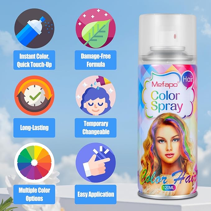 Black Hair Spray Temporary Hair Color Spray for Kids Women Men, Temporary Hair Dye, Root Touch Up Hair Color Dye,Washable Hair Spray Wax for Party Makeup, Halloween, Cosplay(120ML)