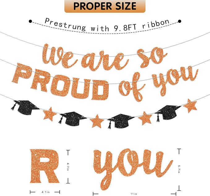 We Are So Proud of You Banner Prestrung Orange Graduation Banner Graduation - Image 4