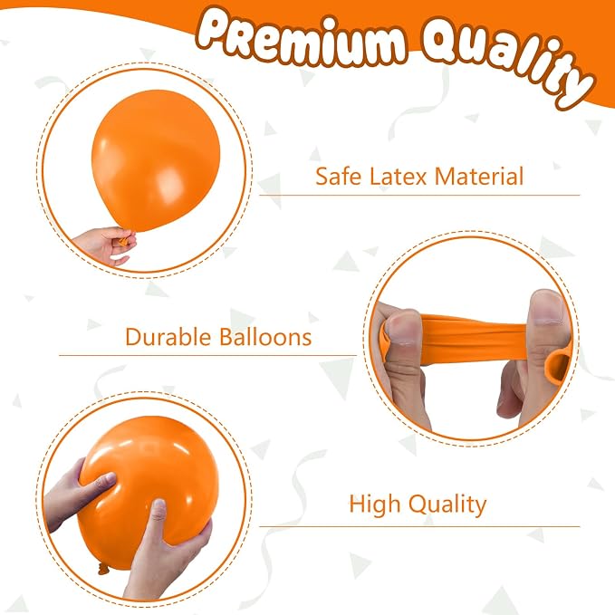 Black and Orange Balloons for Basketball Party Decorations | 12-inch orange - Image 3