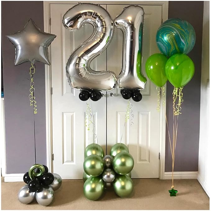 40 Inch Silver 21 Number Balloons Giant Jumbo Huge 12 or 21 Foil Mylar Helium - Image 7