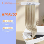 Full Shine Clip on Hair Extensions Blonde Highlights Human Hair Clip in Extensions 16 Inch Dark Blonde Mix Light Blonde Hair Extensions Human Hair 120 G 7 Pcs