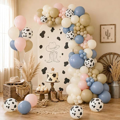 Cow Print Balloons, 12 Inch Baby Pink Blue Cow Print Latex Balloons - Image 5