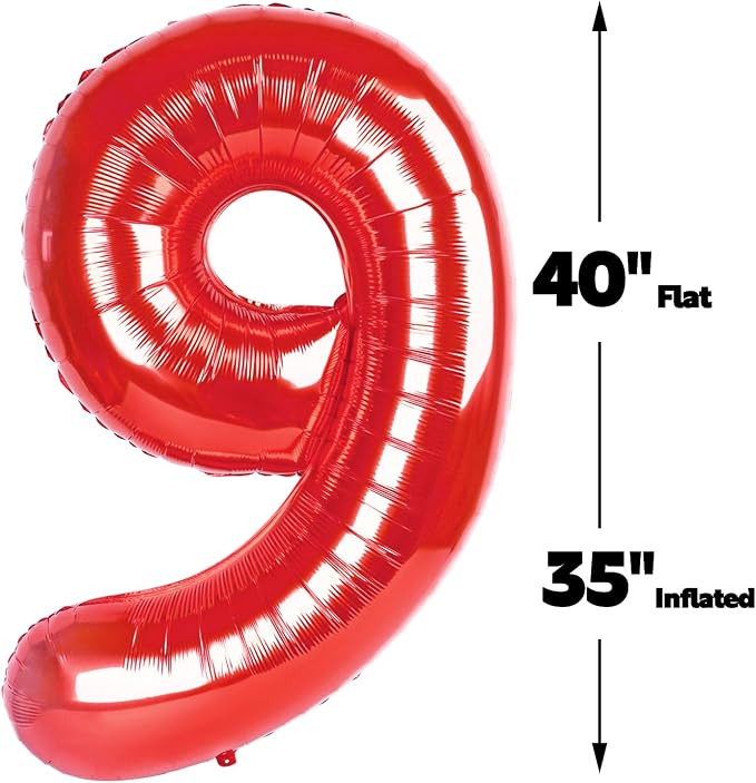 Red Number 9 Balloon 40 inch, Balloon numbers party supplies, deco photo shoot - Image 2