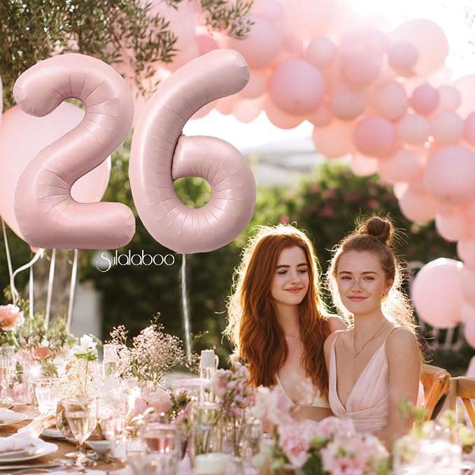40 Inch Light Pink Number 26 Balloon 0-9 26th Foil Big Giant | Digital - Image 3