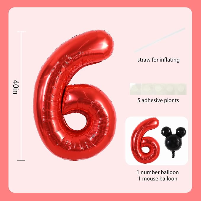 40 Inch Red Foil Number 6 Balloon - Image 2