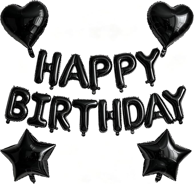 Black Birthday Decorations by WEIKA
