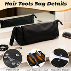 Hot Hair Tools Travel Bag with Removable Heat Resistant Mat 2 in 1 Portable Hair Tool Organizer Bags for Hair Straighteners Curling Irons Hot Air Brushes Hair Dryer Women Travel Essentials (Black)