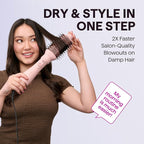 Wavytalk Hair Dryer Brush Set, Air Sculpt 4-in-1 Hot Air Brush Set, Multi Hair Styler for Salon Blowouts, Smooth Curls, Volumizing and Straightening, Sleek and Less Frizz, Pink