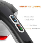 Snailax Cordless Handheld Back Massager with Heat, Deep Tissue Percussion Massager, 3 Sets of Dual Pivoting Heads,Rechargeable Hand Held Massager for Neck,Back Shoulder,Calf,Legs